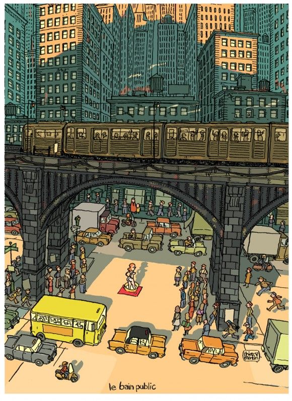 Urban Scene with Train
