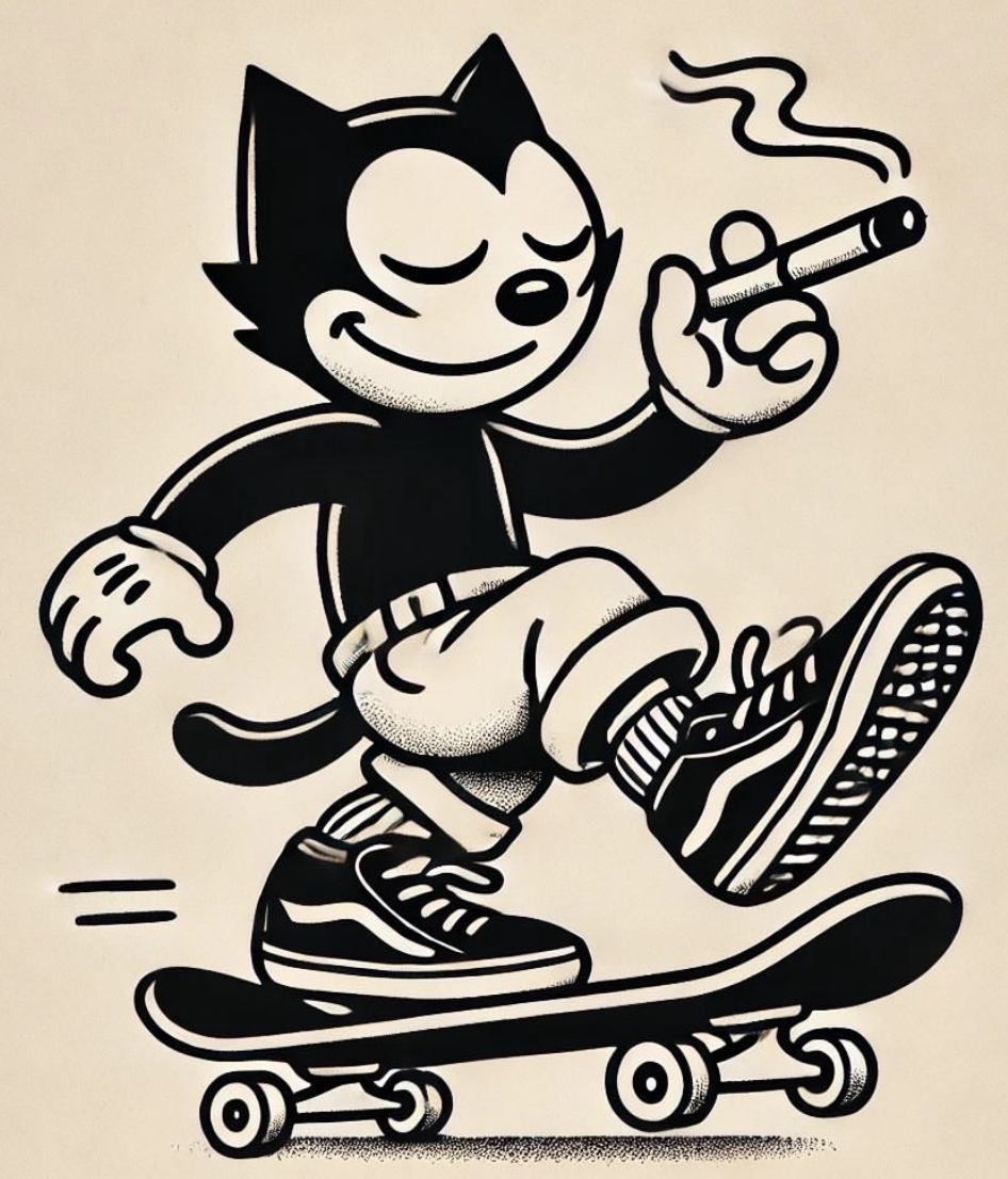 Skateboarding Cat Smoking