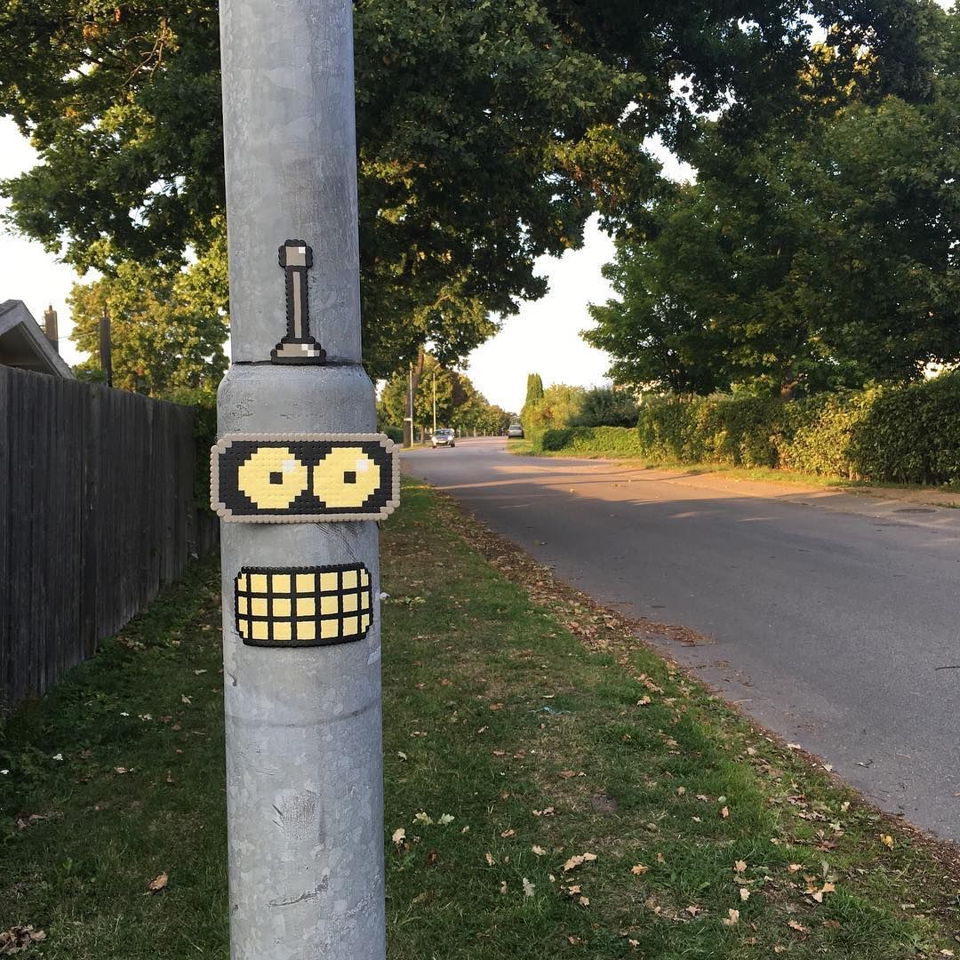 Pixelated Eyes on Pole