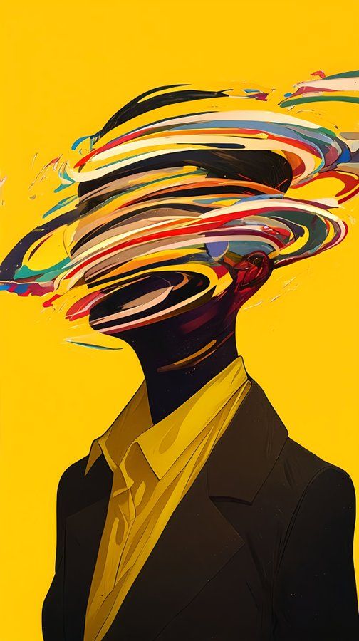 Abstract Face with Colorful Whirlwind