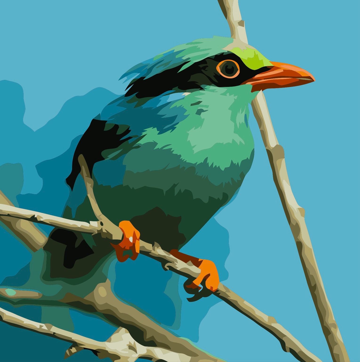 Colorful Bird Perched on Branch