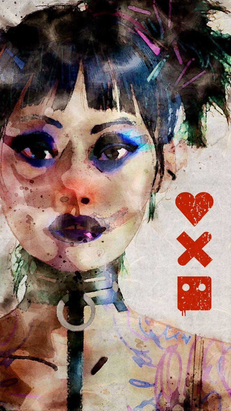 Watercolor Portrait with Hearts