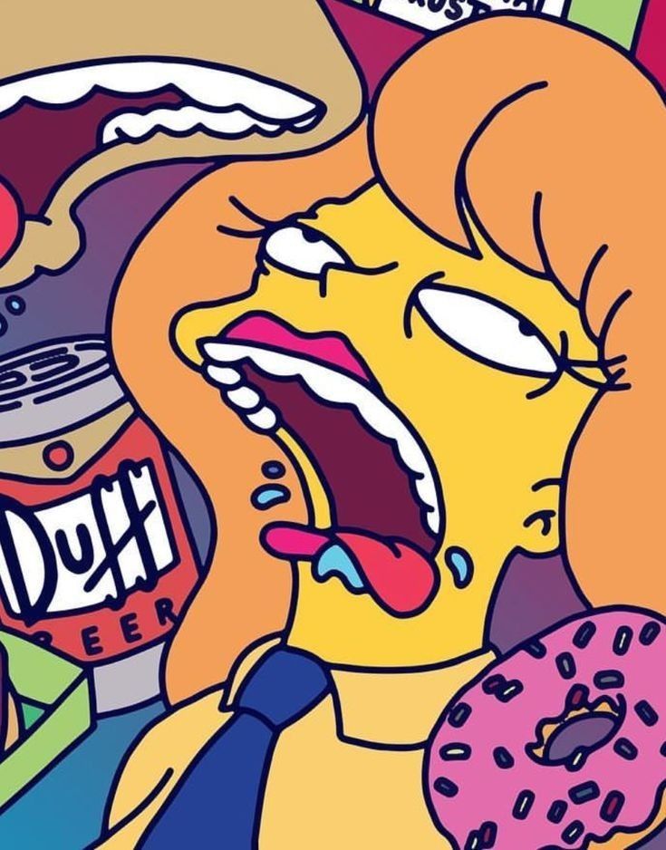 Mindy from the Simpsons with a Duff beer