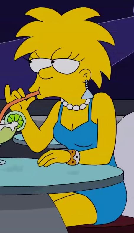 Lisa Simpson drinking a cocktail