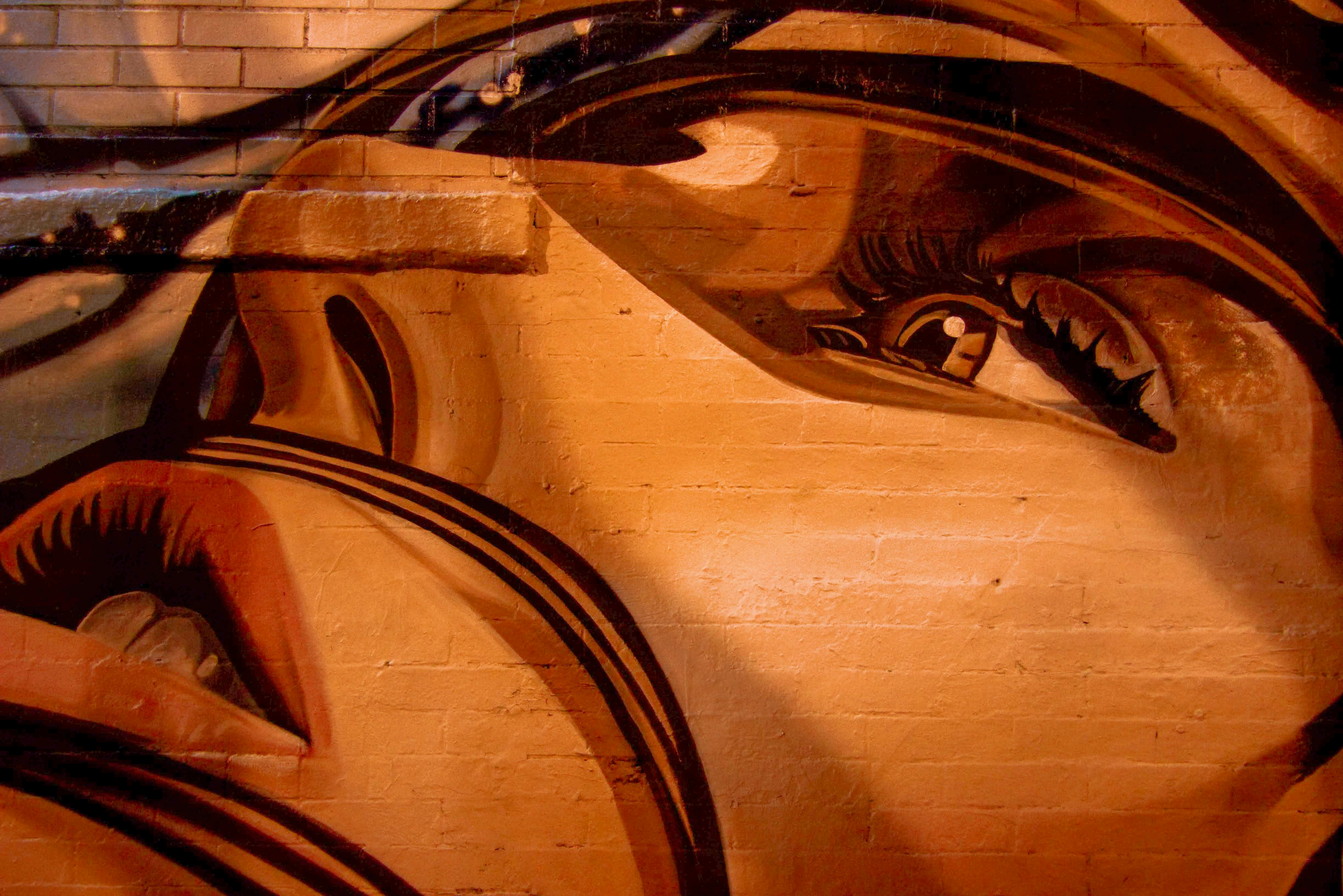 Graffiti Eye on Brick Wall
