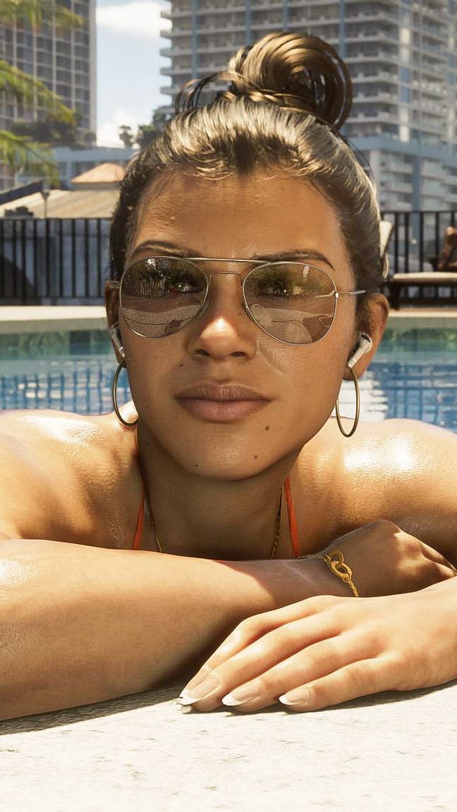 Sun-kissed GTA6 Lucia by Poolside
