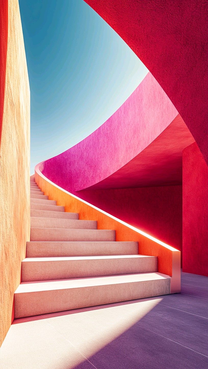 Spiral Staircase in Vibrant Colors