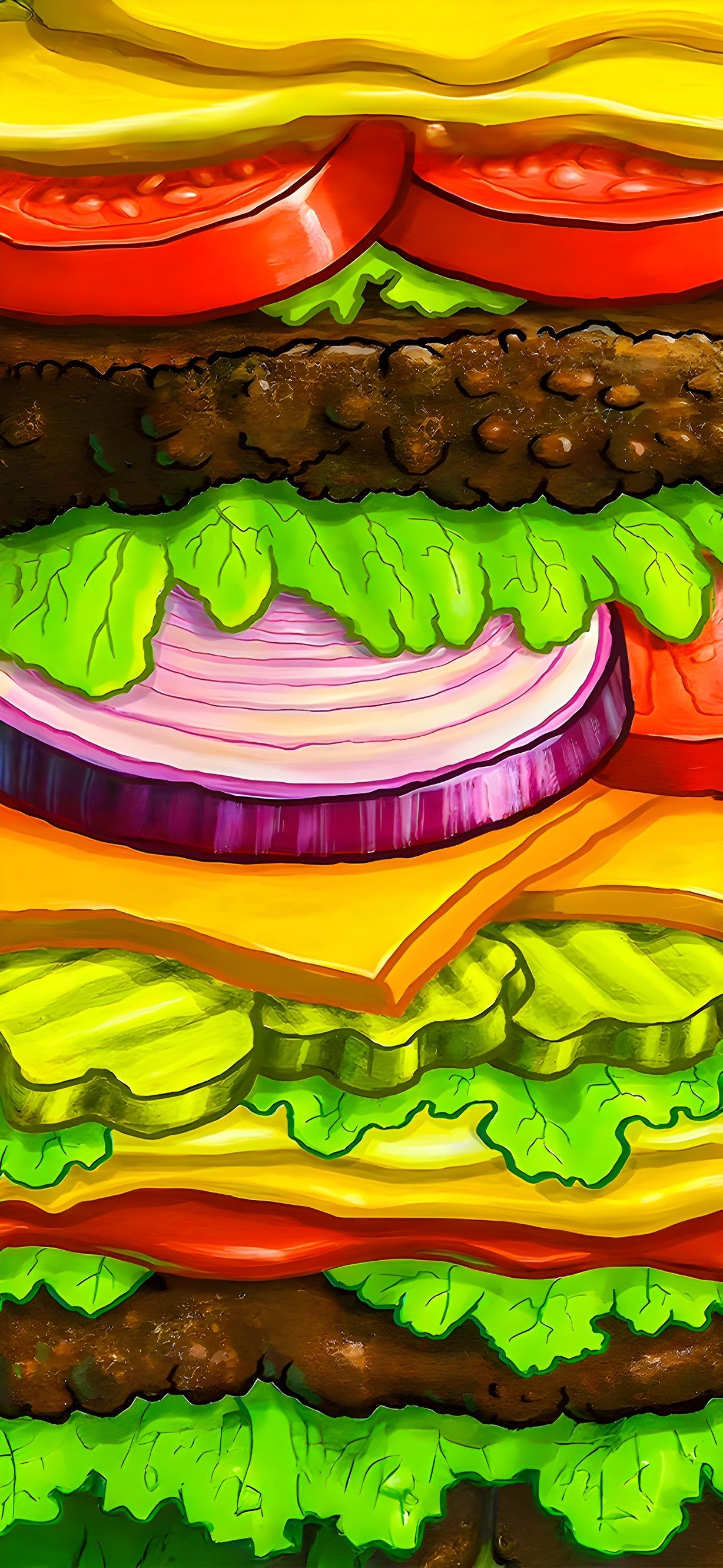 Layered Vegetables in a Burger