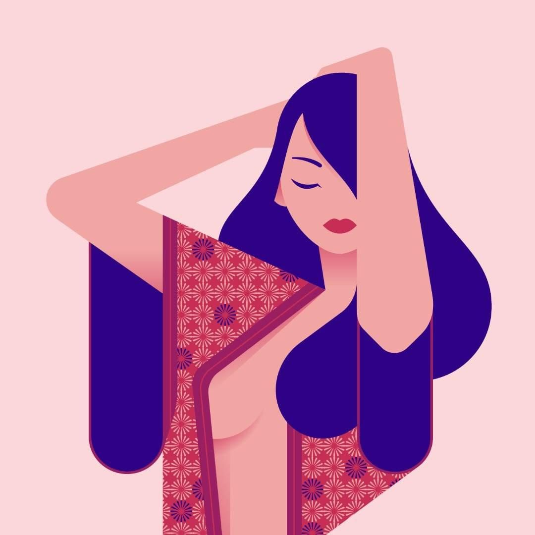Abstract Woman in Purple Dress