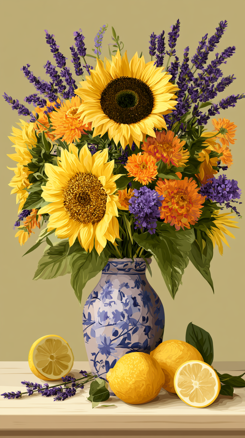Sunflower Bouquet in Blue Vase