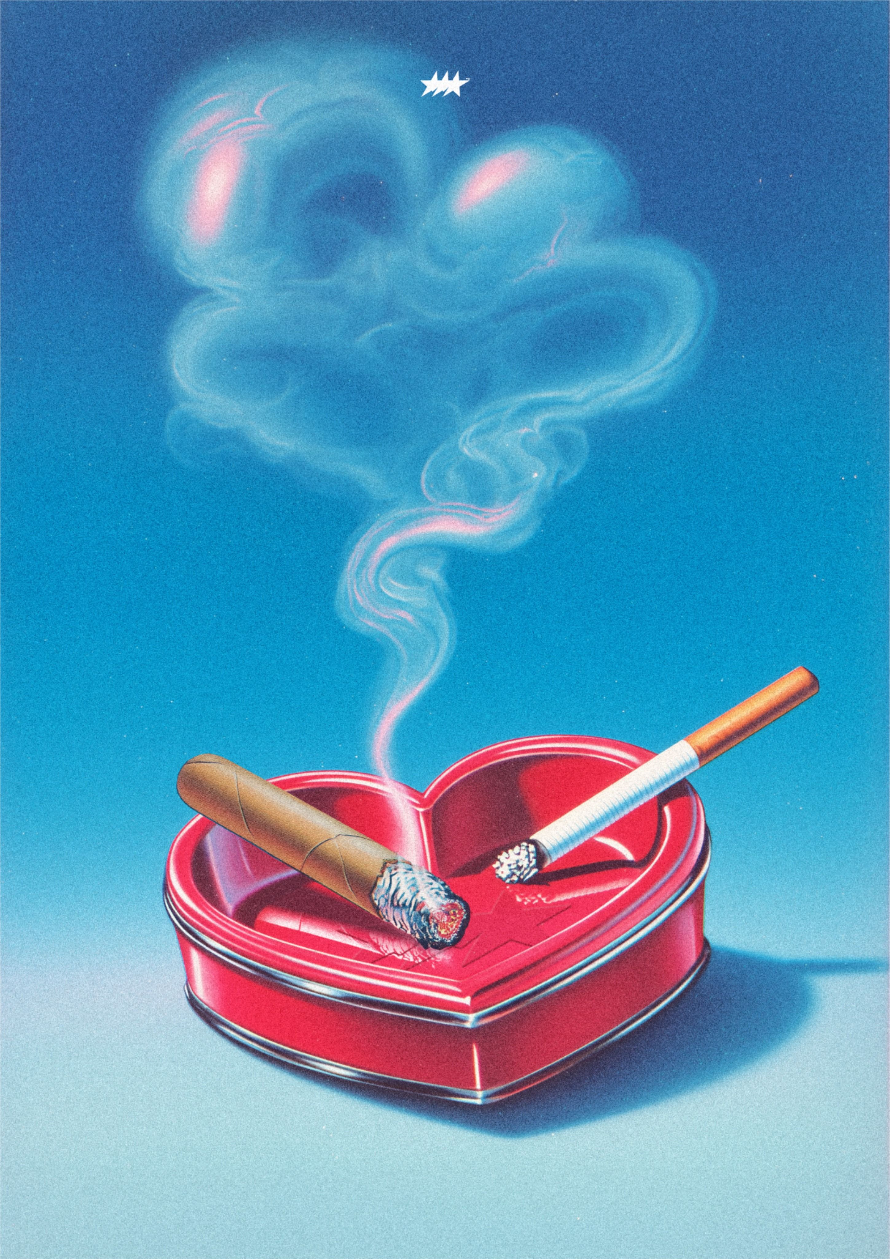 Smoking in a Heart-Shaped Ashtray