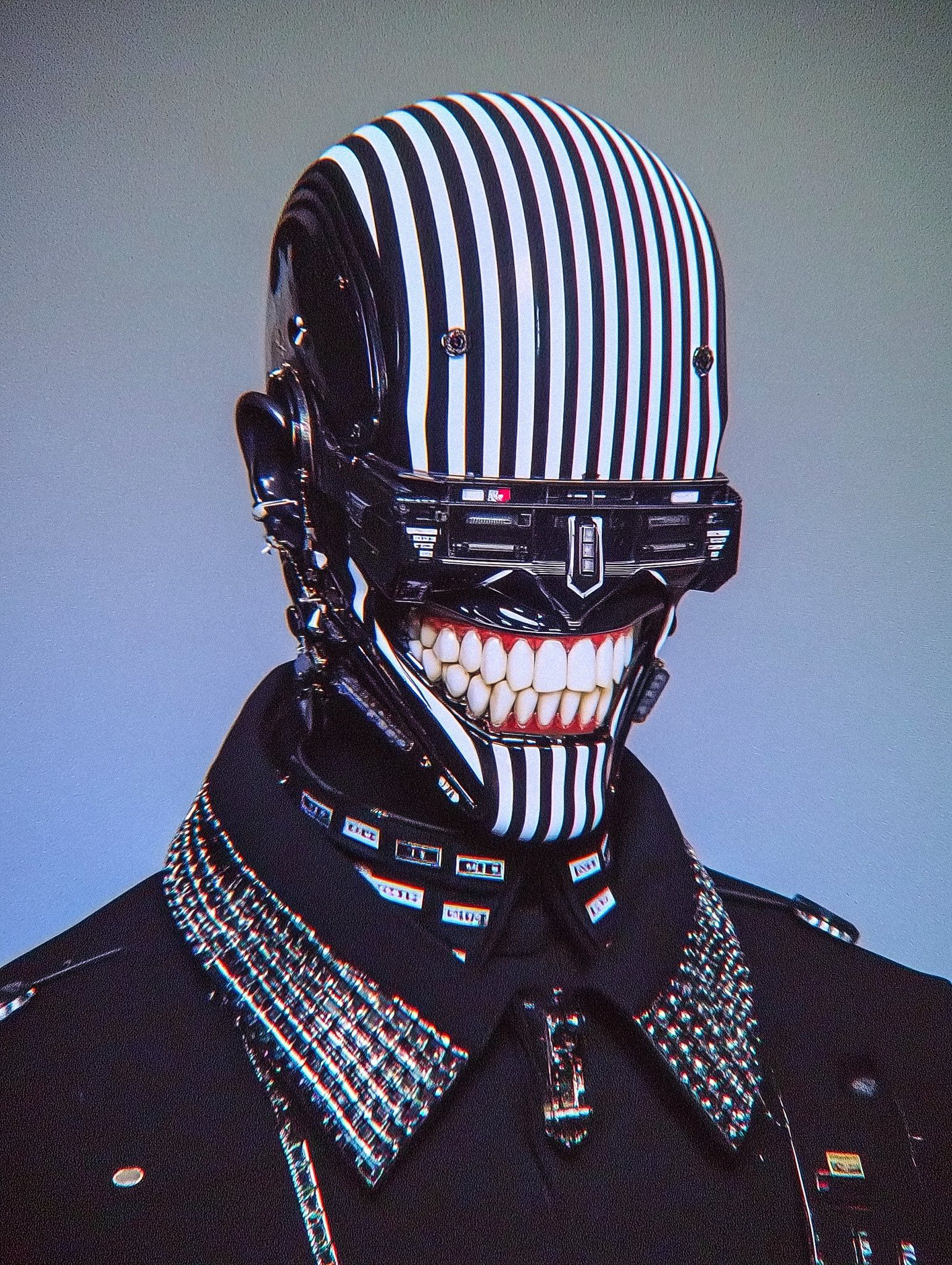 Cyborg Mask with Striped Pattern