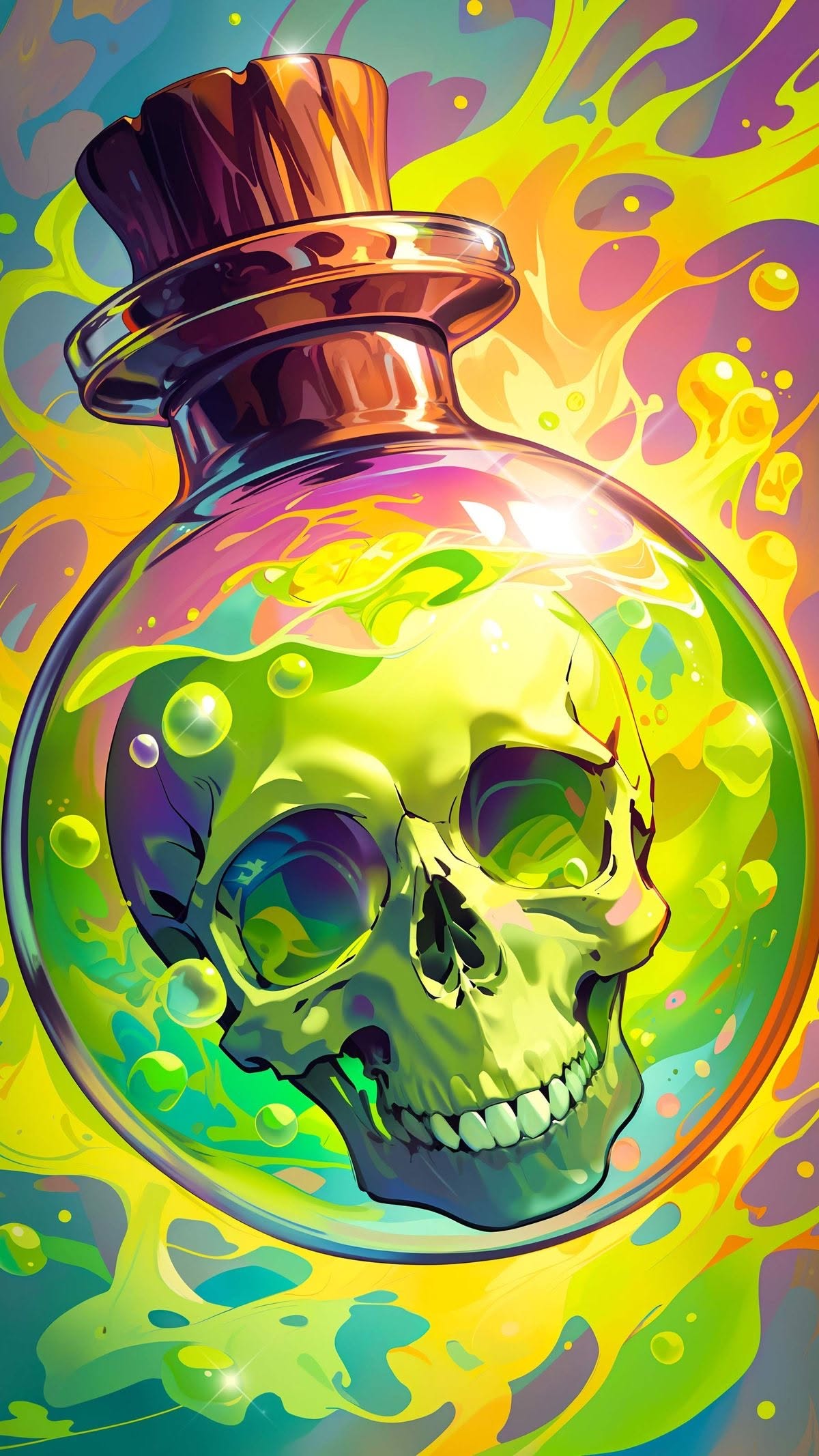 Psychedelic Skull in Jar