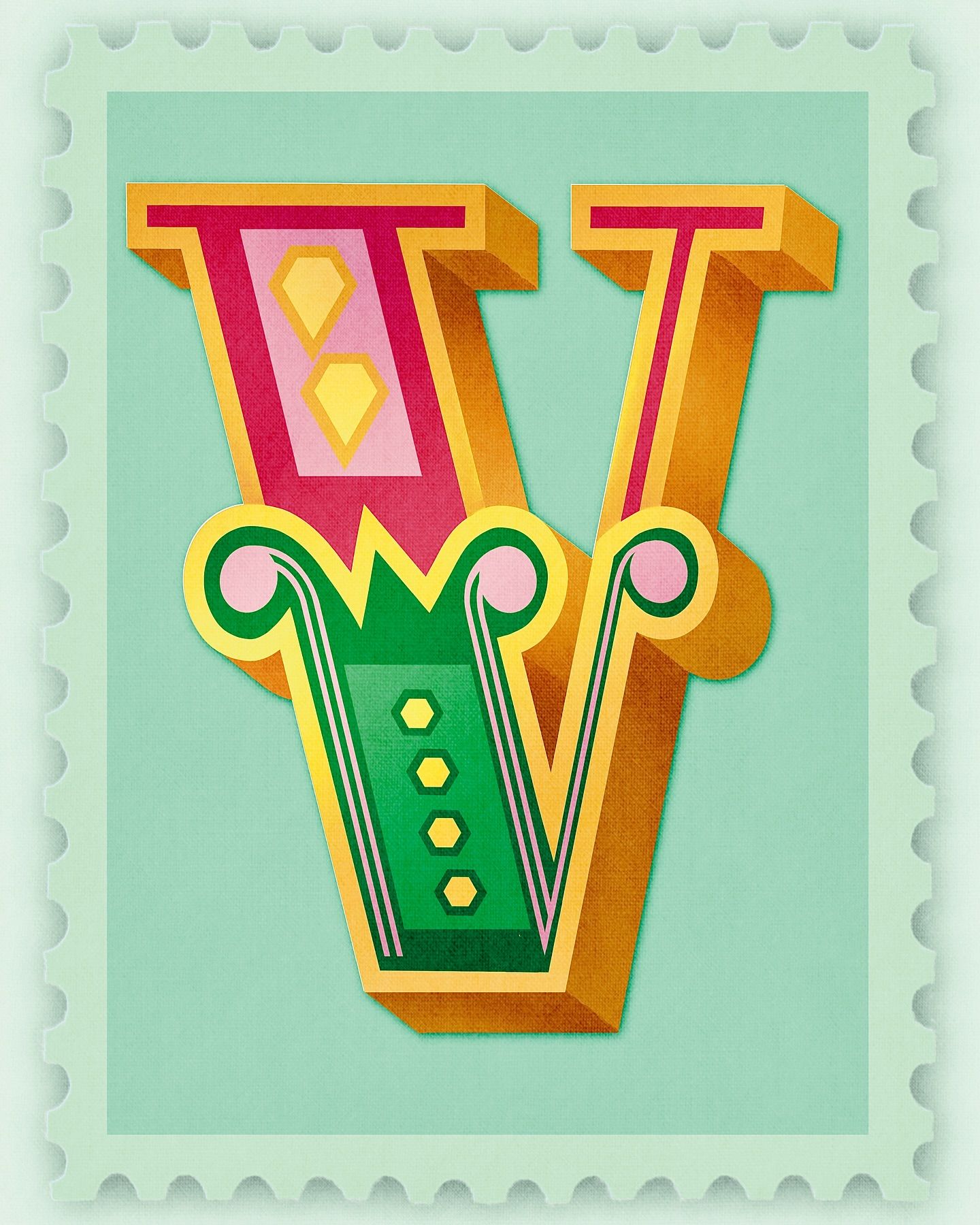 Art Deco Letter V