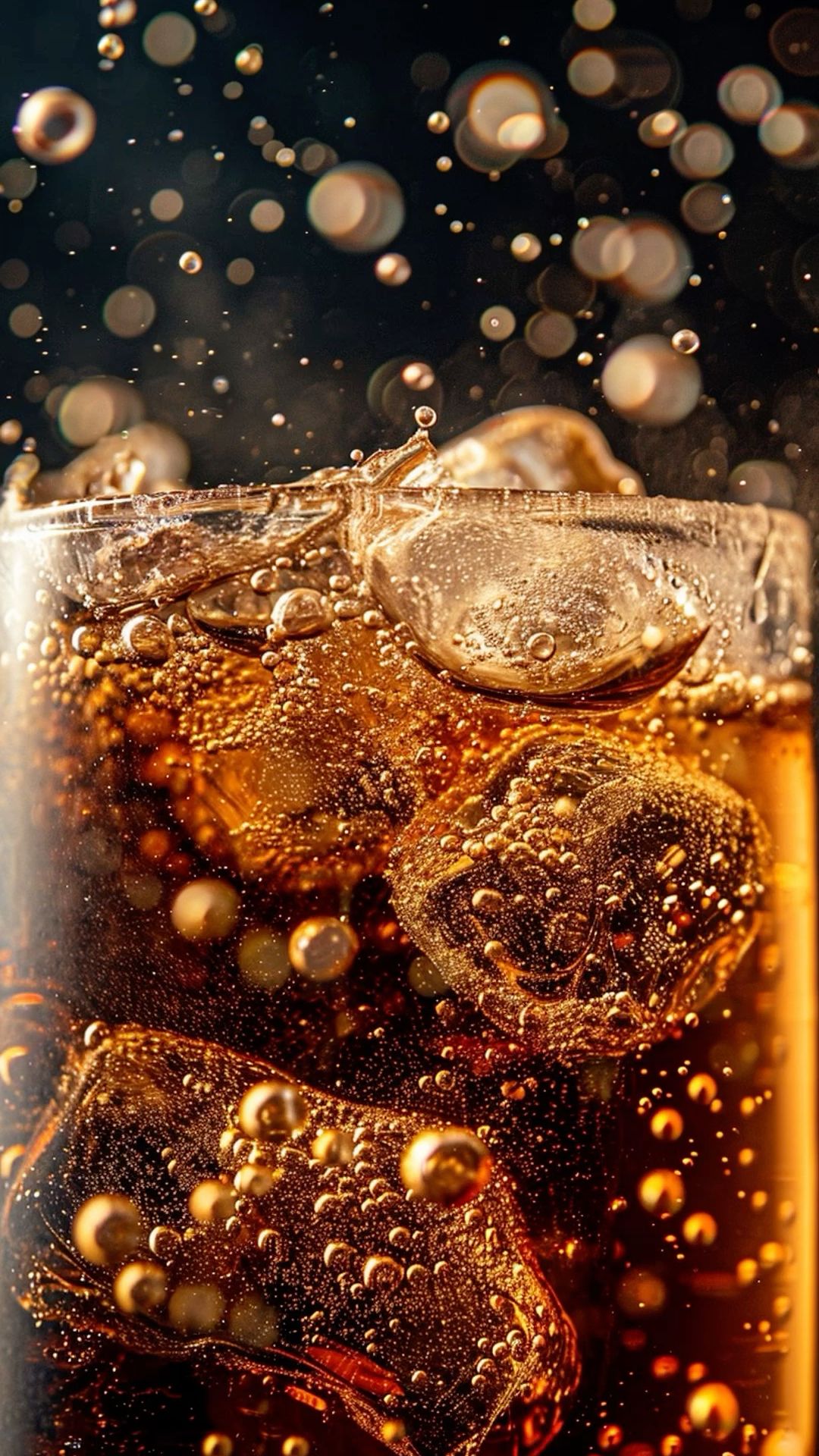 Bubbly Cola with Ice Cubes