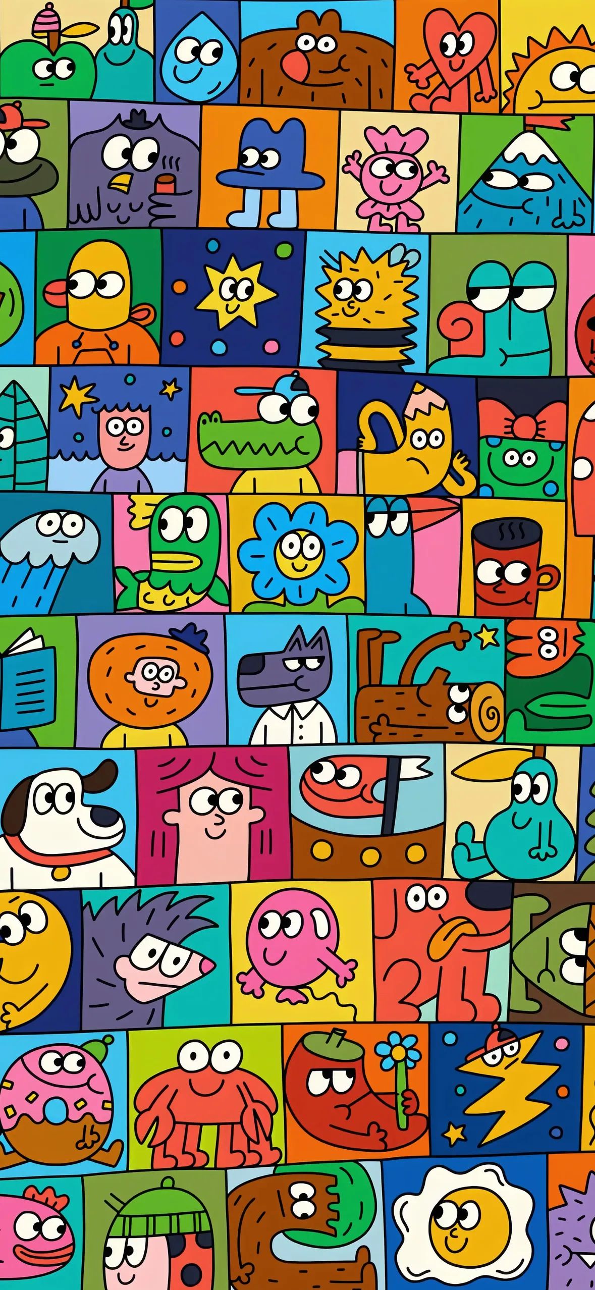 Colorful Cartoon Characters Grid