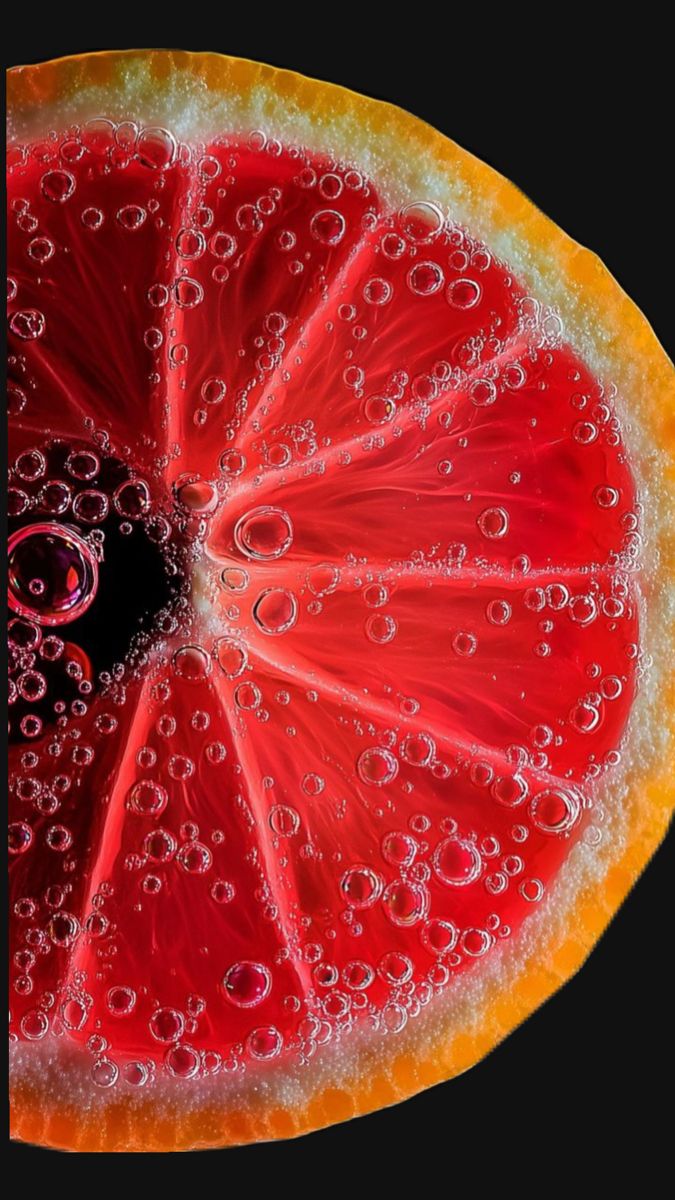 Sliced Grapefruit with Bubbles