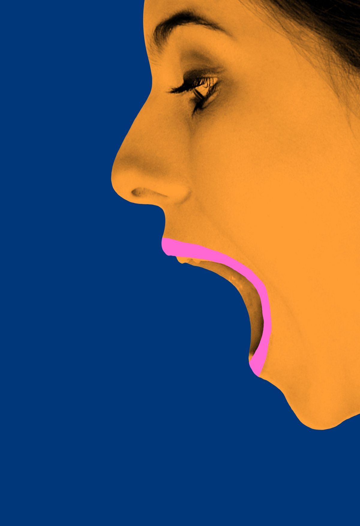Profile of a Woman with Highlighted Mouth