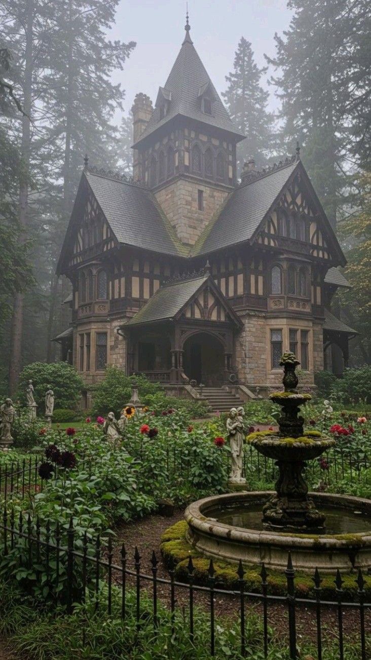 Gothic Mansion in the Mist