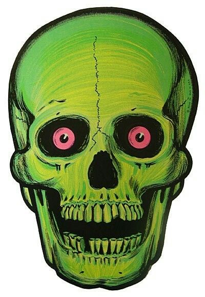 Green Skull with Pink Eyes