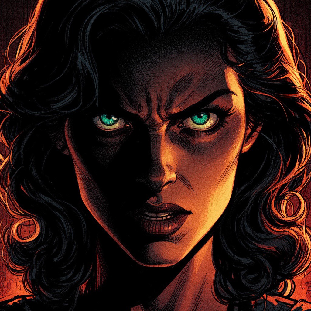 Dark-haired Woman with Green Eyes