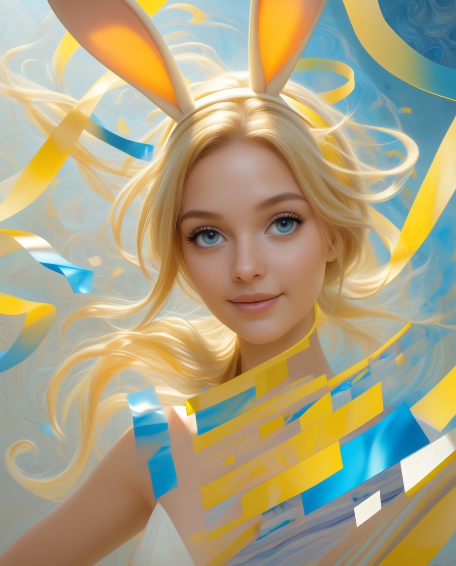 Elegant Blonde with Ribbons