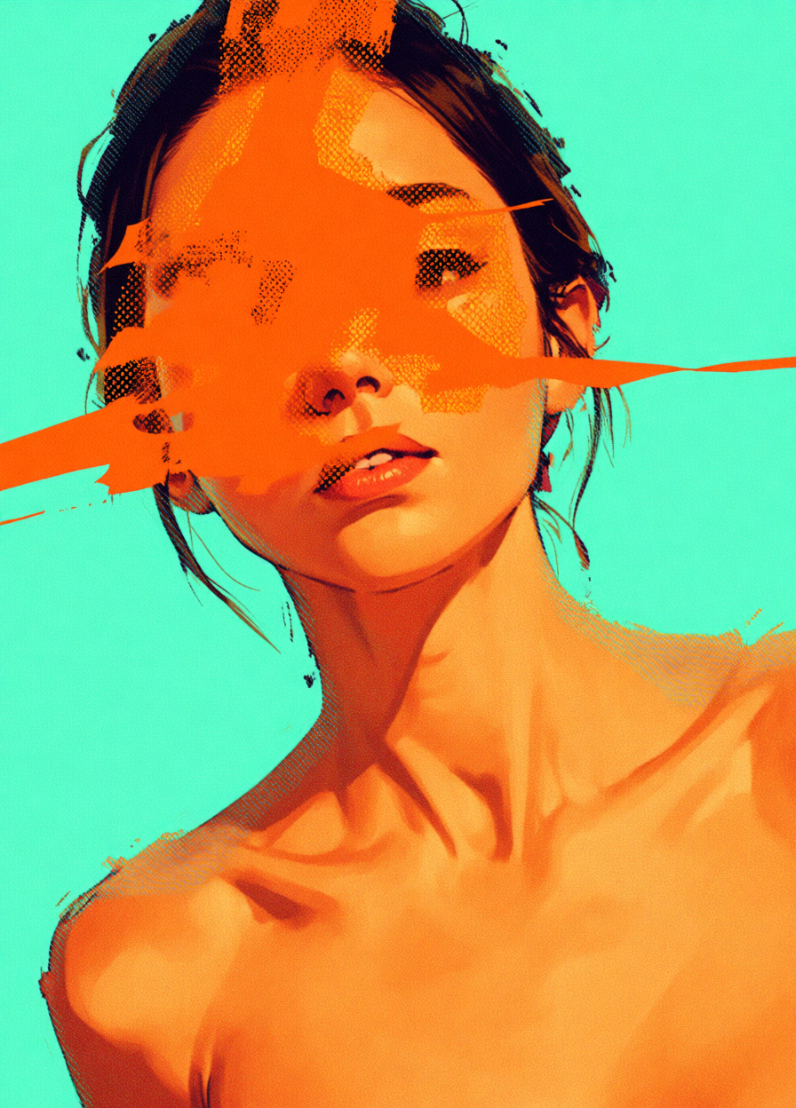 Abstract Portrait with Orange Overlay