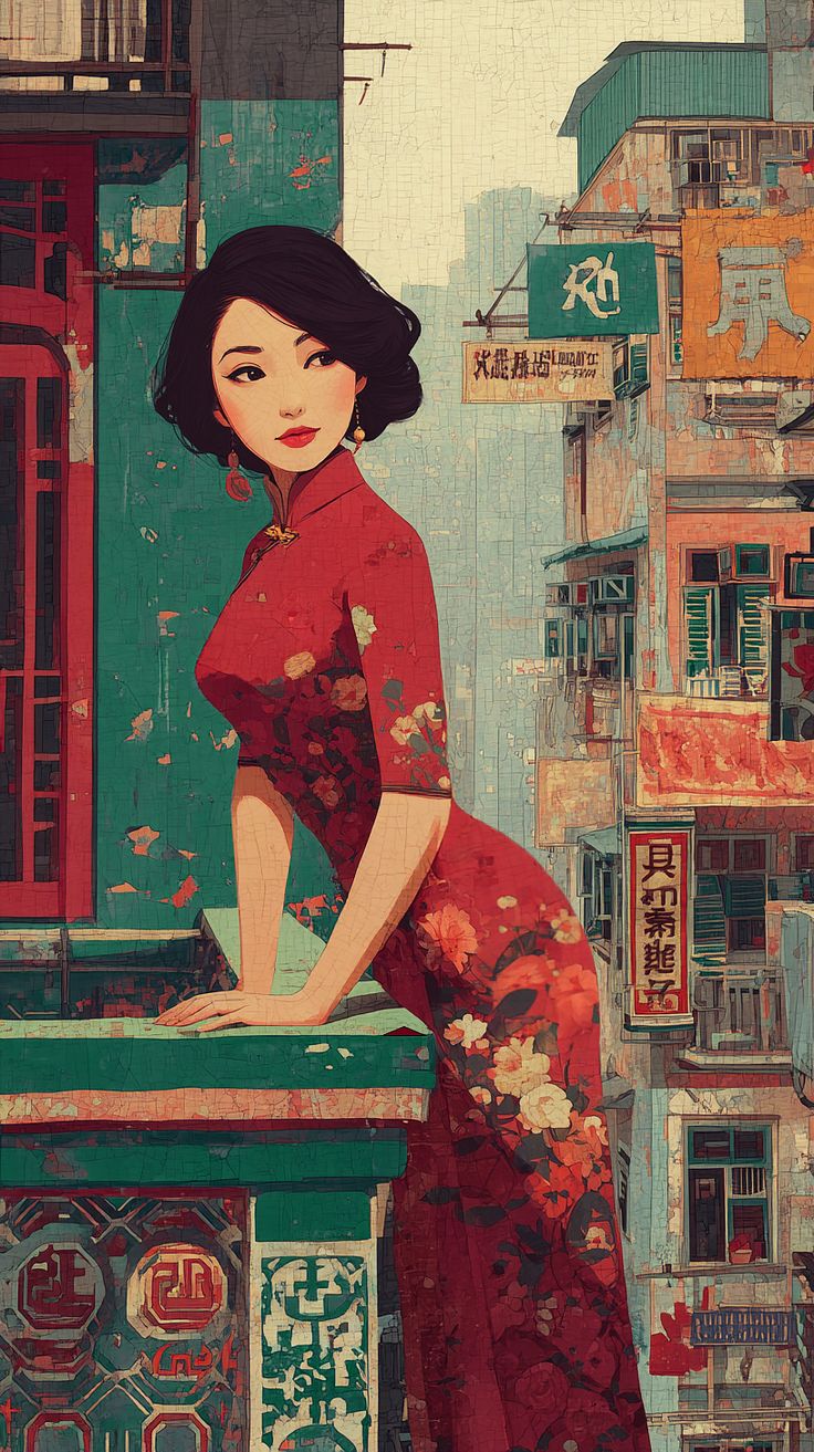 Vintage Red Dress Woman