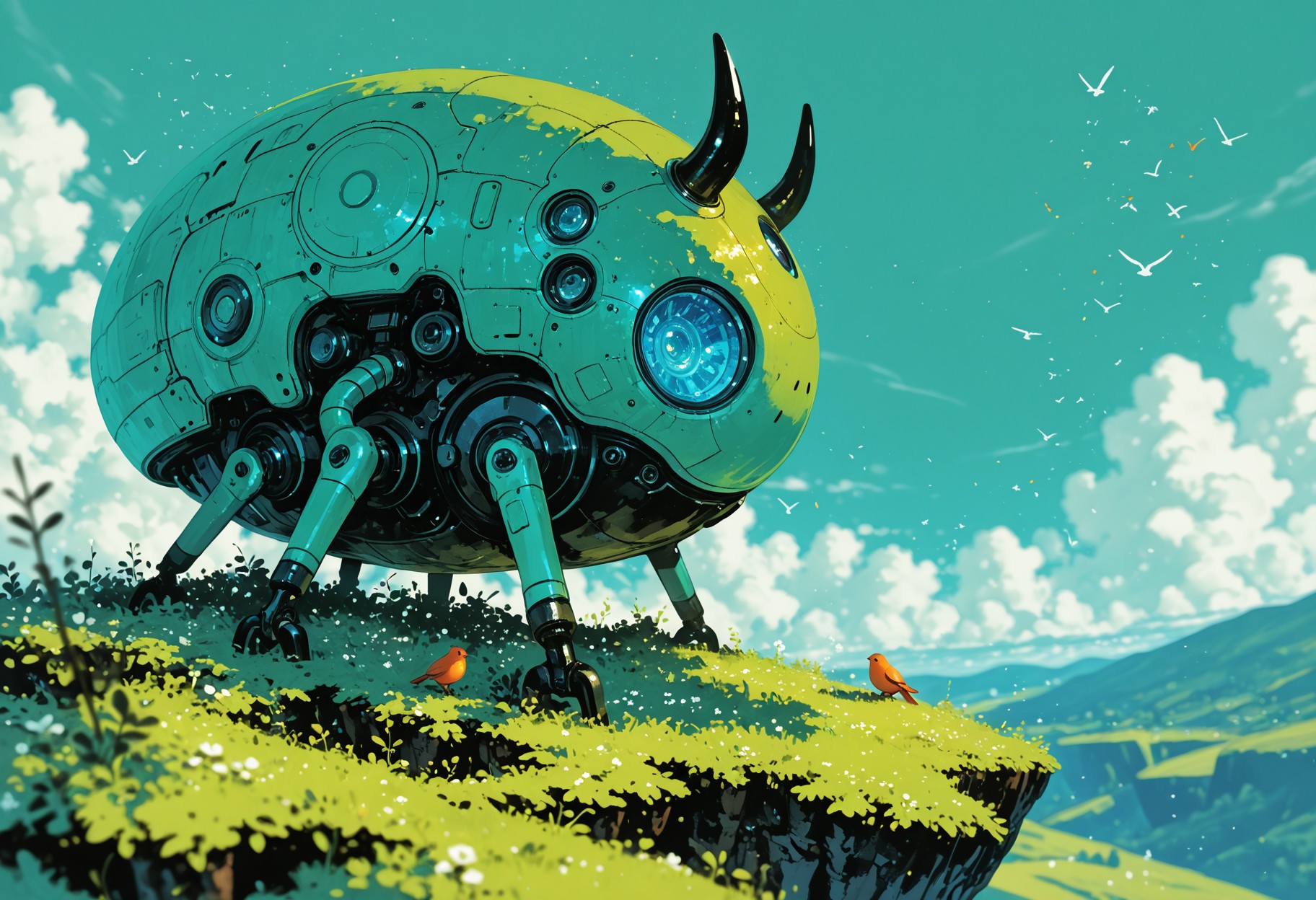 Giant Robot Bug on a Hill