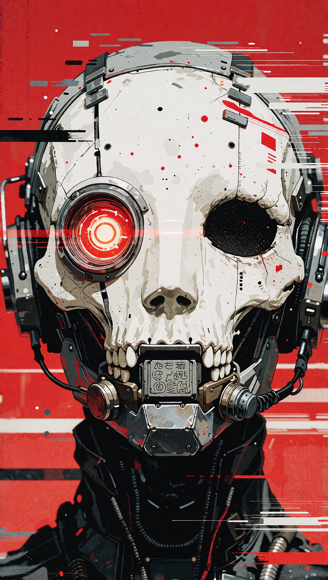 Cyborg Skull with Red Eye