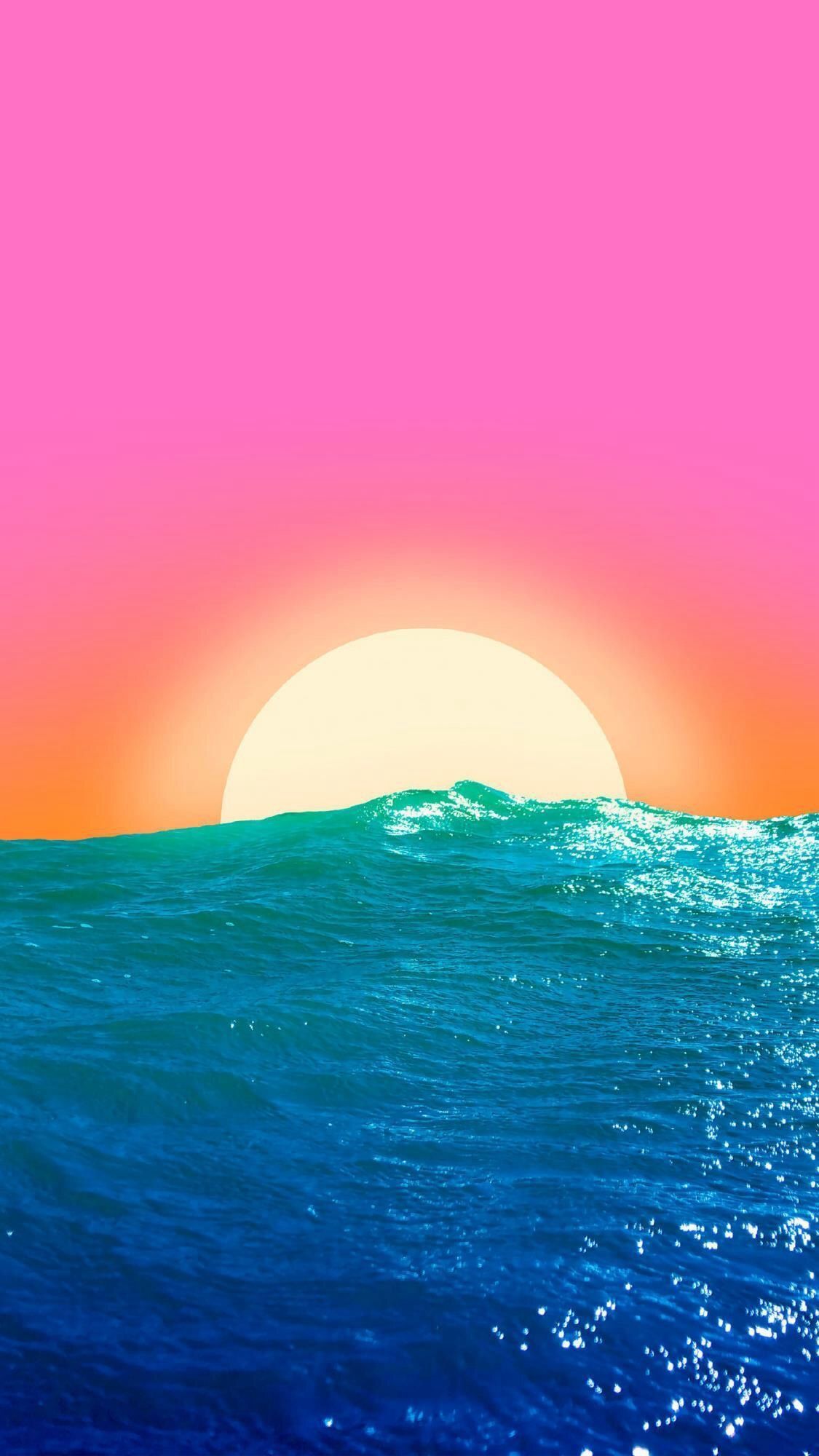 Sunset Over Ocean Waves