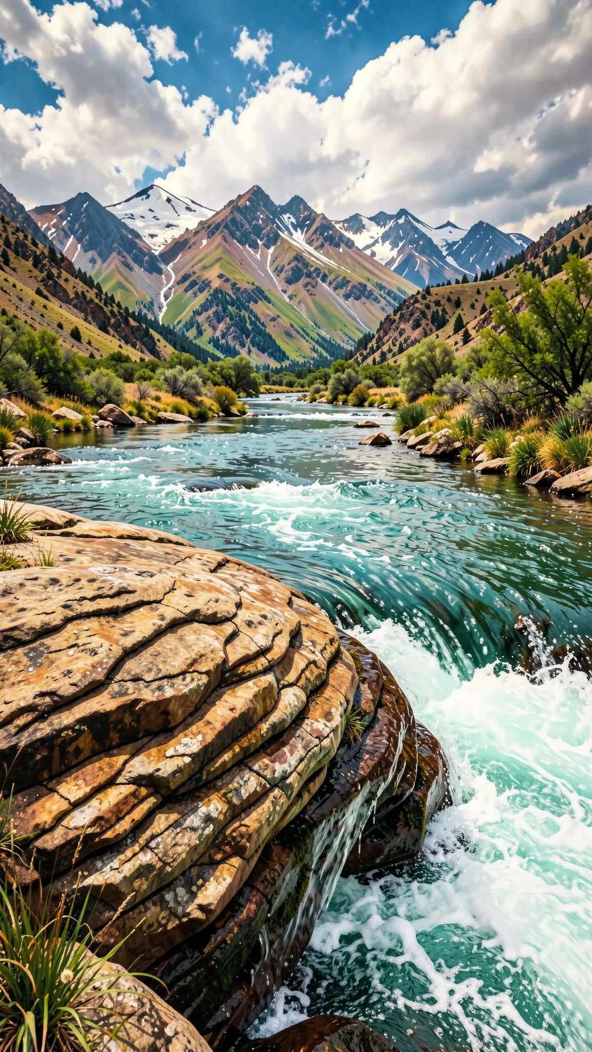 Rushing River Through Rocky Landscape