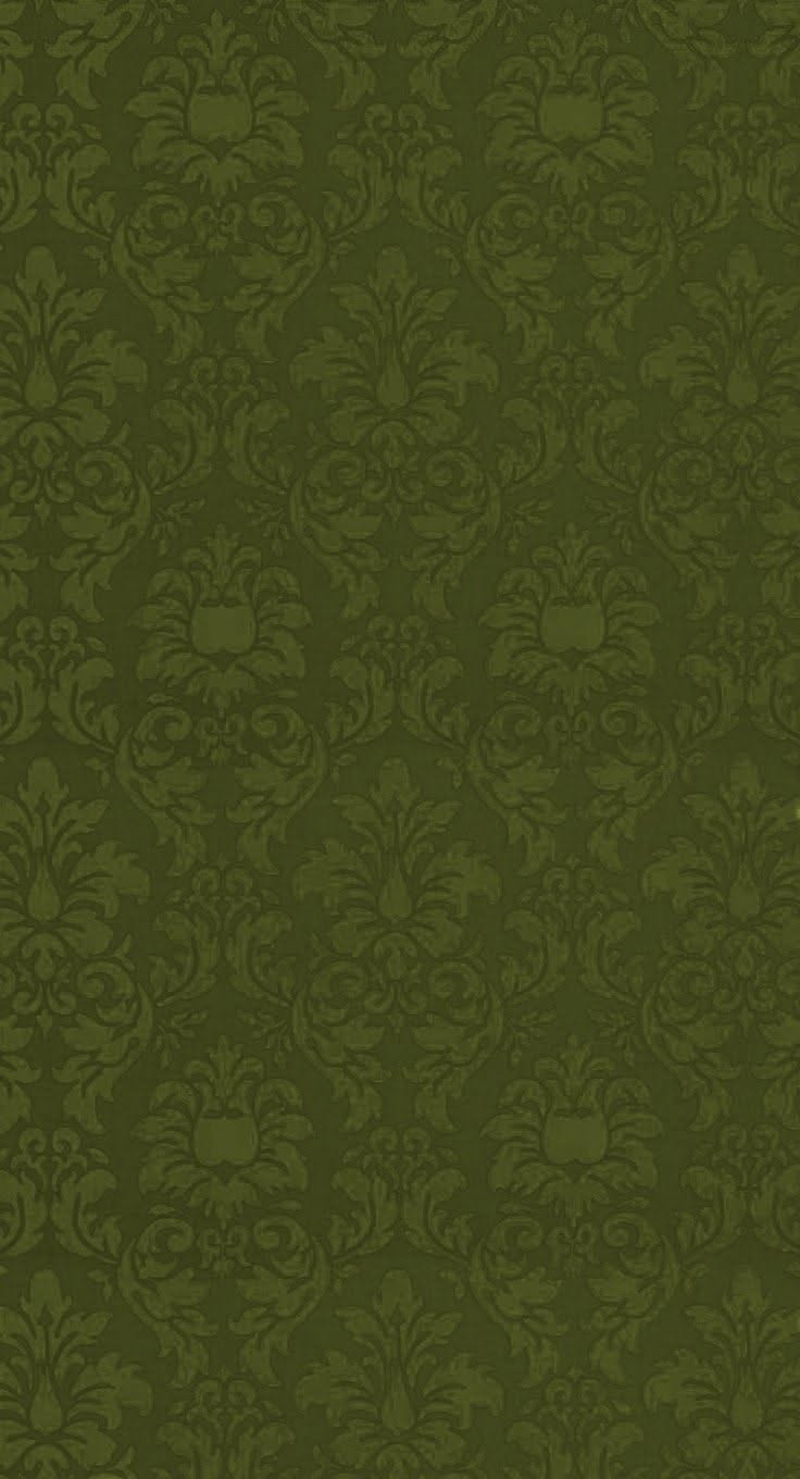 Dark Green Damask Pattern