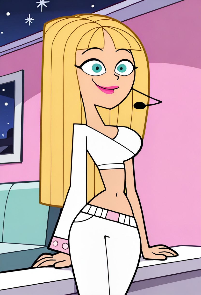Cartoon Girl in White Outfit