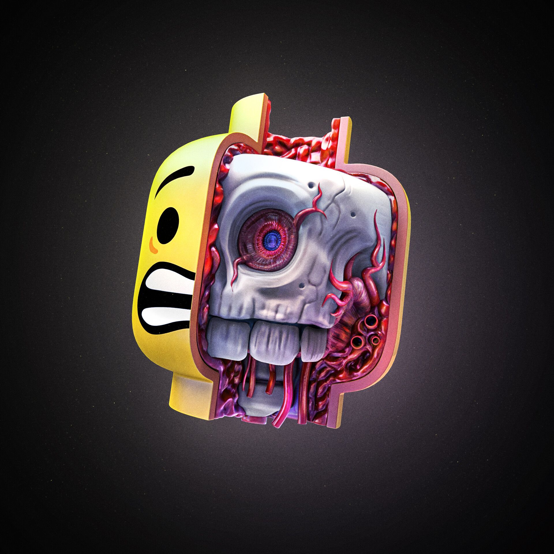 Robot Head with Smiley Face