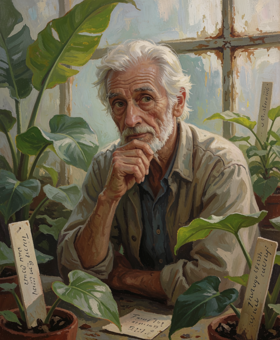 Man in Greenhouse