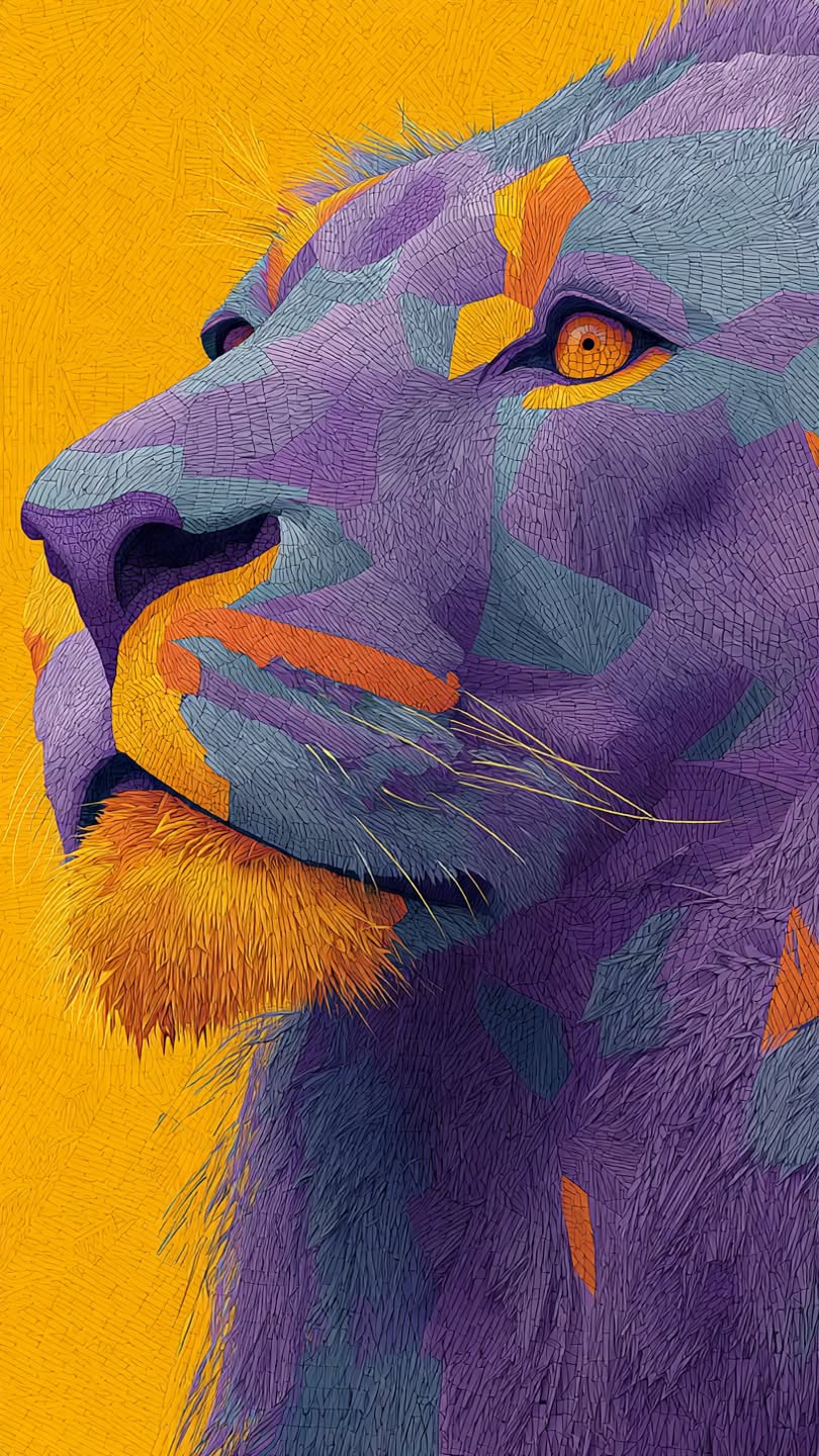 Abstract Purple Lion