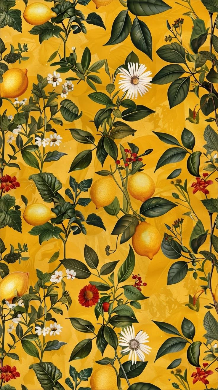 Lemon Tree on Yellow Background