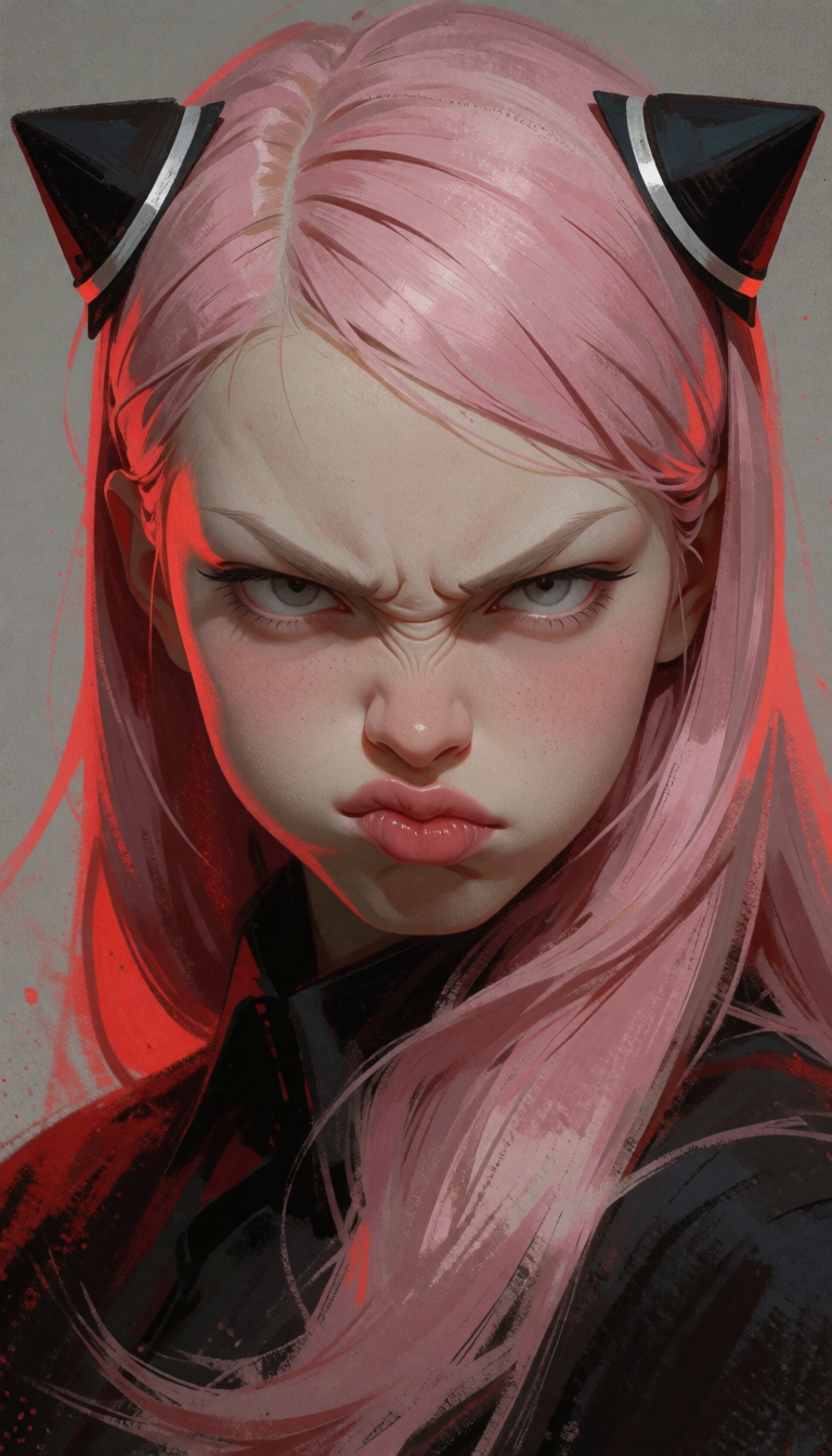 Angry Pink-Haired Girl