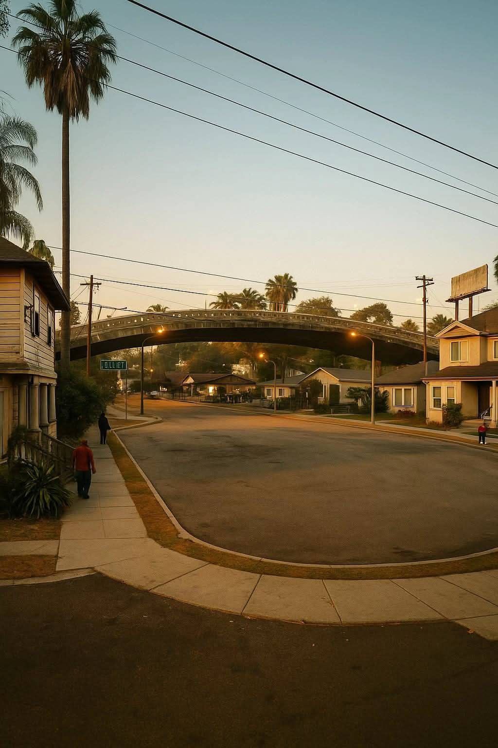 Urban Bridge at Sunset