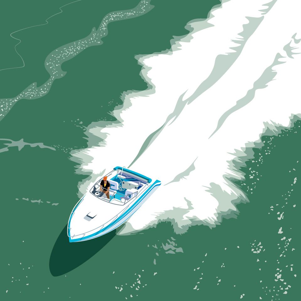 Speedboat on Emerald Lake