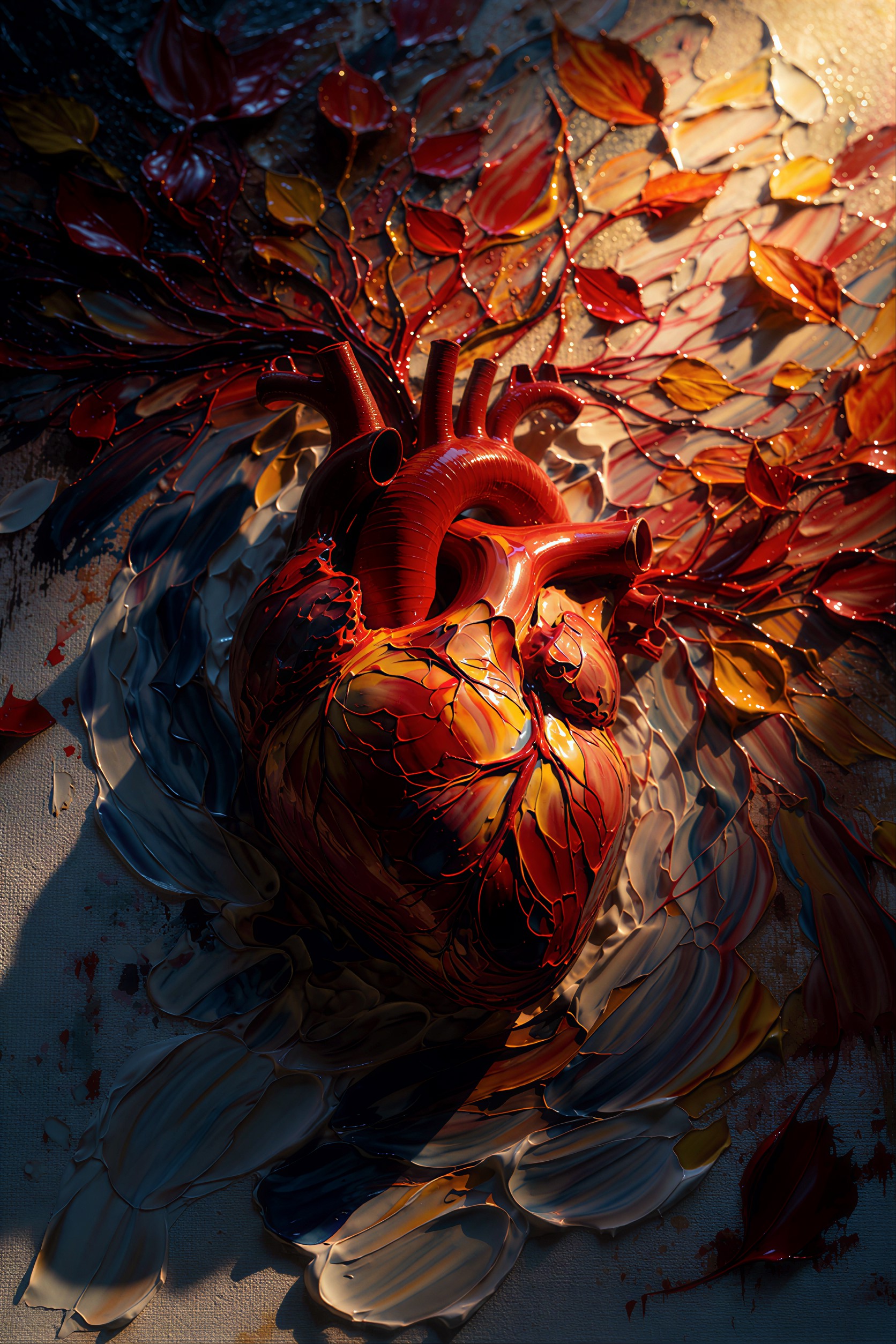 Heart with autumn leaves