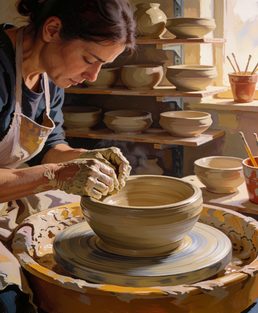 Pottery Artist Crafting Clay