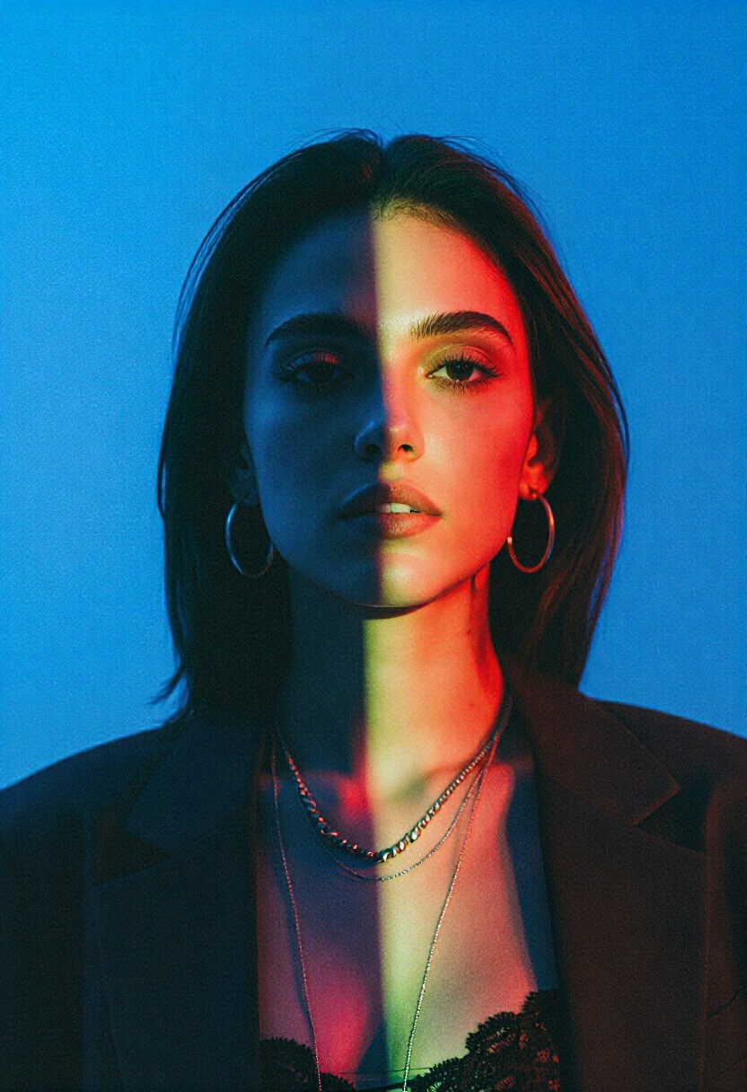 Dual-toned Portrait with Bold Jewelry