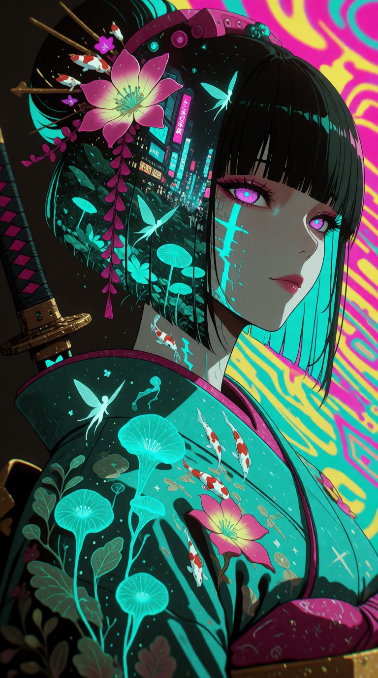 Cyberpunk Kimono Girl