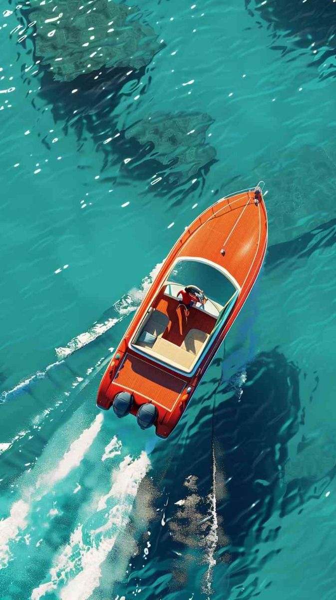 Vintage Speedboat on Turquoise Waters