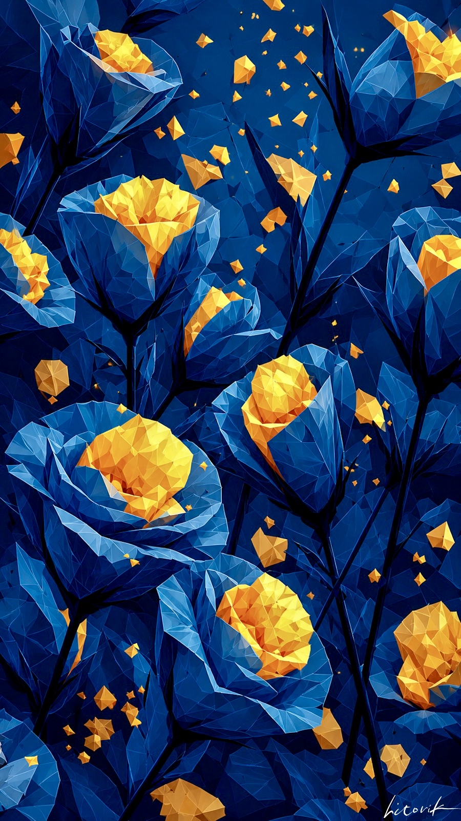 Geometric Blue Roses