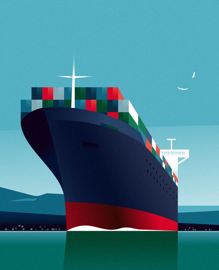 Cargo Ship Illustration