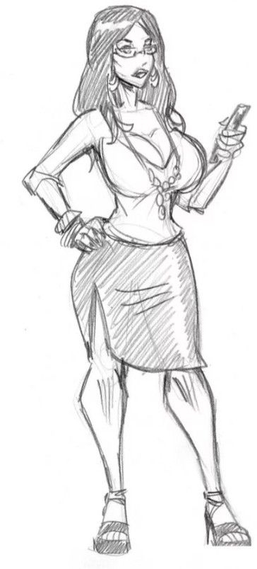 Sketch of Plus Size Woman in Skirt