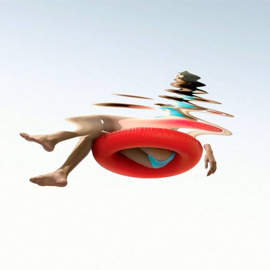 Floating Woman with Inflatable Ring